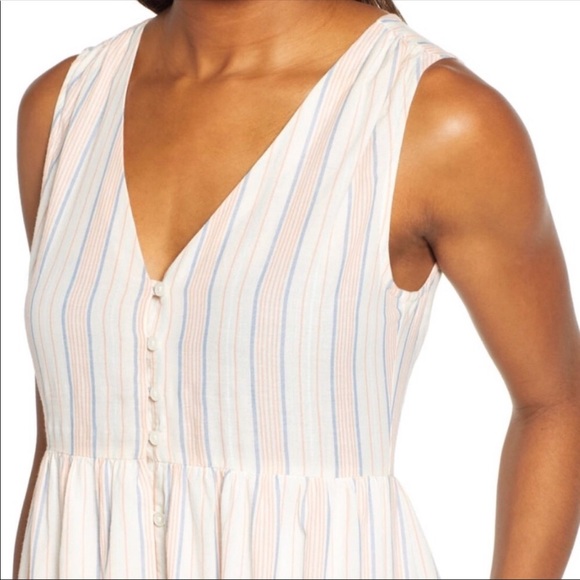 NWT lucky brand Luna cotton sun maxi dress striped summer tiered empire waist - Picture 7 of 15